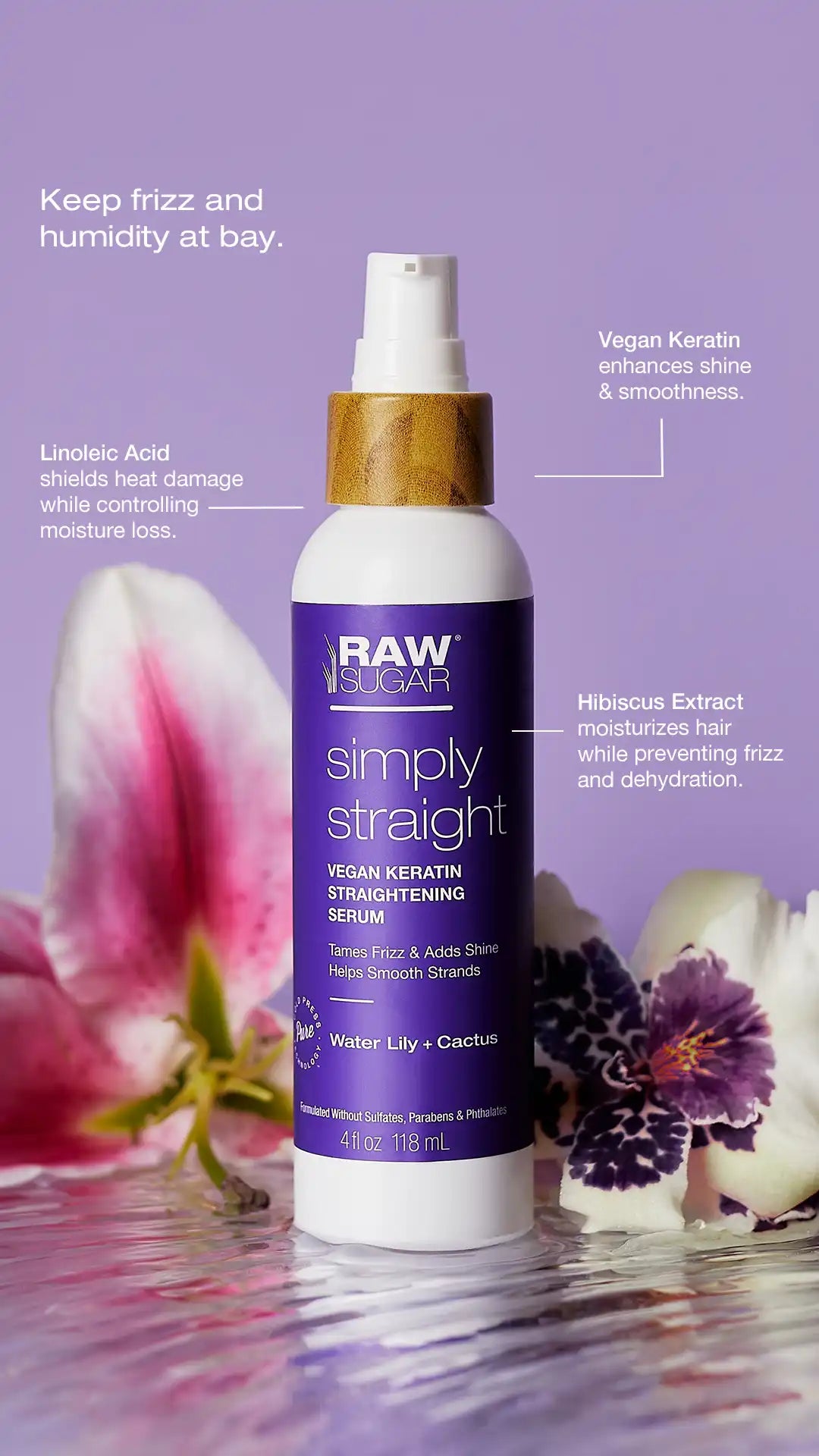 Simply Straight Straightening Serum | Waterlily + Cactus | 4 oz